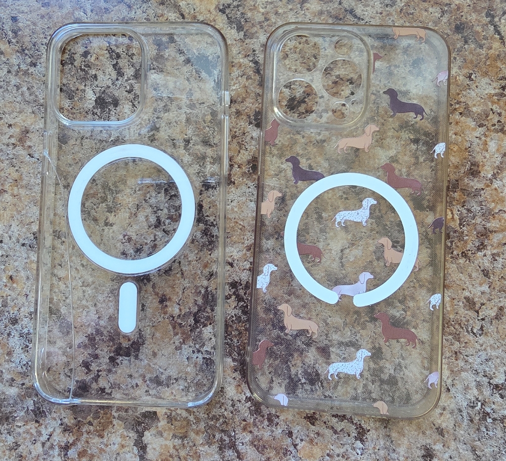Apple Iphone 15 Pro Max Dachshund and Clear Mag Cases